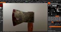 An ax with blood