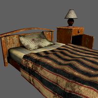 Old Bed Lamp and Bedside Table Pack