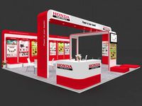 Exhibition stall 3d model 8x8 mtr 3 sides open
