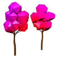 Pink Cartoon Tree Low Poly