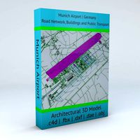 Munich MUC Airport Roads Buildings and Public Transport Lines