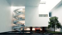 Building interior tree scene - Render Bogota