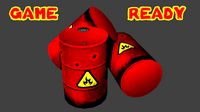 Game Ready Flammable Explosive Oil Drum Barrel Low Poly