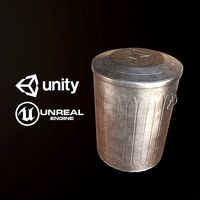 Metal Trash Can - PBR Game Ready
