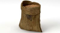 Food Sack Grain Open 3D Model
