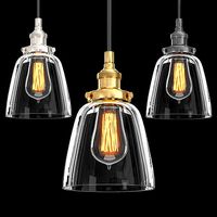 20TH C FACTORY FILAMENT CLEAR GLASS CLOCHE PENDANT