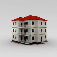 A 3d model of a well-tiled architectural building