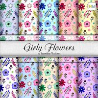Girly Flowers Fabrics Seamless Textures Se