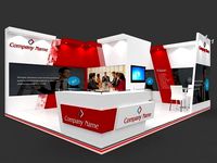 Exhibition stall 3d model 7x5 mtr 2sides open Stand