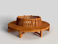 Circular wooden bench