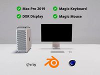 Apple Mac Pro 2019 And DXR Display and Magic Keyboard Mouse PBR