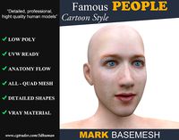 Low poly Character Cartoon Basemesh - Mark Zuckerberg
