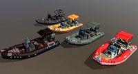 Low poly Zodiac boat set