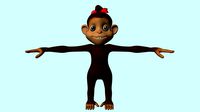 Cartoon Cute Girl Chimpanzee humanoid Rigged