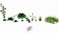 Stylized cartoon plant pack lowpoly3d model