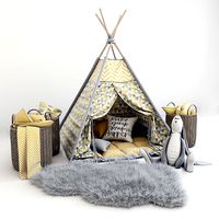 Teepee in gray-yellow tones with decor