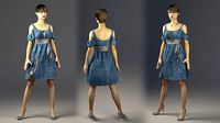 Jeans Dress with Sequin Marvelous Designer and 3ds max and Vray