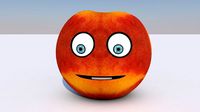 Animated Fruit Nectarine Character - Mouth  and eyes rigged