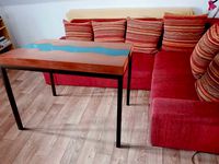 Decorative wooden table with a river inside