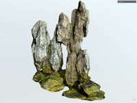 Low poly Cave Mossy Rock Modular b1