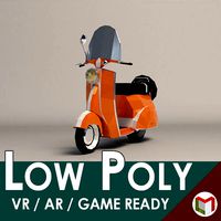 Low-Poly Cartoon Vespa Scooter