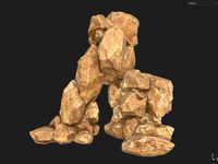Low poly Realistic Yellow Rock Canyon Modular r7