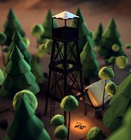 Low Poly Forest Campfire