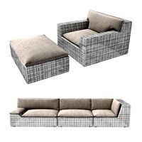 Dedon lou sofa chair and foot stool