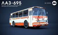 Old rusty city bus LAZ 695 low-polygon 3D model