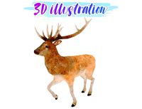 Low Poly Stag Illustation Animated - Game Ready