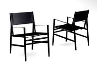 CB2 Hedwig black leather chair