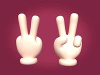 Cartoon Hand Icon - Victory Sign