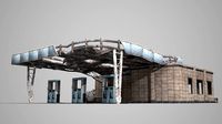 Dilapidated old gas station building