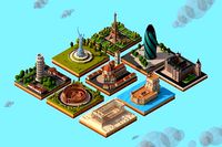 Cartoon Low Poly Europe Landmarks Pack