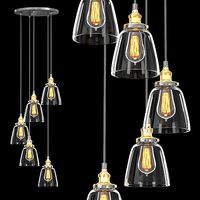 20TH C FACTORY FILAMENT CLEAR GLASS CLOCHE ROUND PENDANT