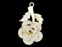 1747 Diamond Rose Pendant | 3D