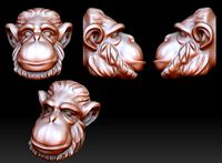 chimpanzee head pendant | 3D