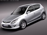 Hyundai i30 blue 2011 3D Model