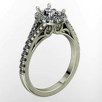 ENGAGEMENT RING WITH PATERN UNDER THE HALO | 3D