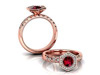 Hexagon Engagement Diamond ring printable 3d model | 3D