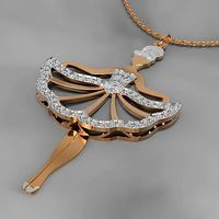 Girl in dress pendant | 3D