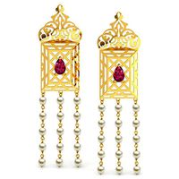 Amer Ornate Lawn Drop Earrings | 3D