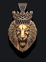 Lion pendant with diamonds and crown 015 | 3D