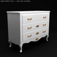 Antique White Dresser 3D Model