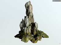 Low poly Cave Mossy Rock Modular b4