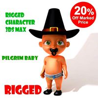 Thanksgiving Pilgrim baby cartoon rigged
