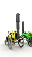 Cartoon Steampunk locomotive inspired by Stephenson s Rocket