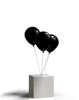 Helium balloons and concrete cube