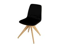 Chair TORSO 837-I POTOCCO Black leather and natural beech