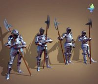 Gosthly Armor with Halberd 4 poses